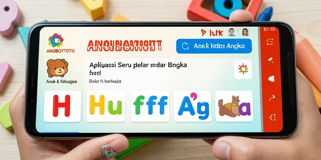 Antarmuka aplikasi ANOBOYTOTO yang interaktif untuk belajar huruf dan angka.