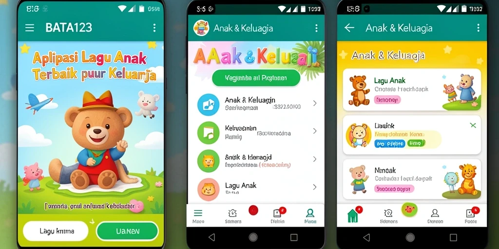 Tampilan antarmuka aplikasi BATA123 yang ramah anak.