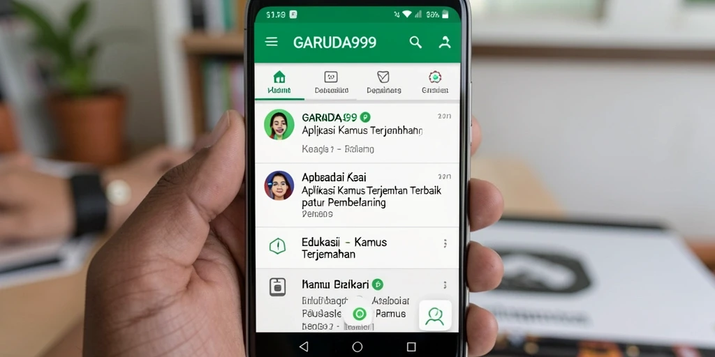 Tampilan antarmuka GARUDA999 yang bersih dan fungsional untuk Kamus Terjemahan.