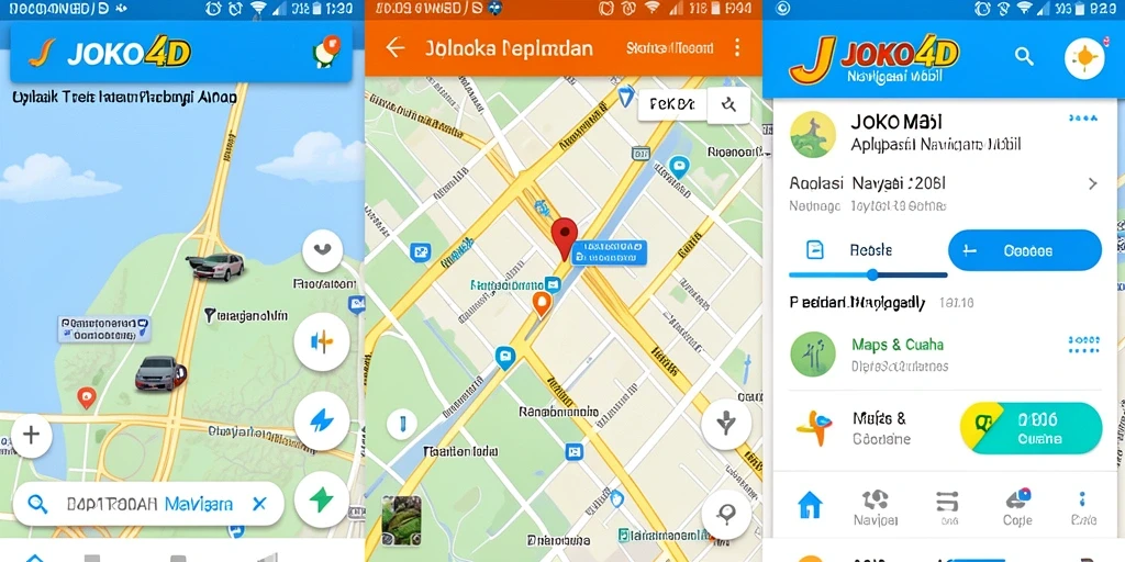 Tampilan antarmuka aplikasi JOKO4D untuk navigasi mobil.