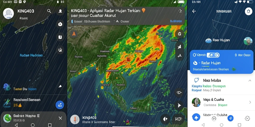 Tampilan antarmuka aplikasi KING403 dengan fitur Radar Hujan.