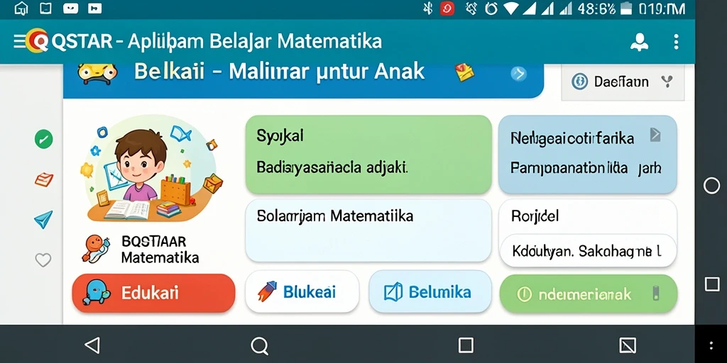 Antarmuka aplikasi QQSTAR yang menarik untuk Belajar Matematika.